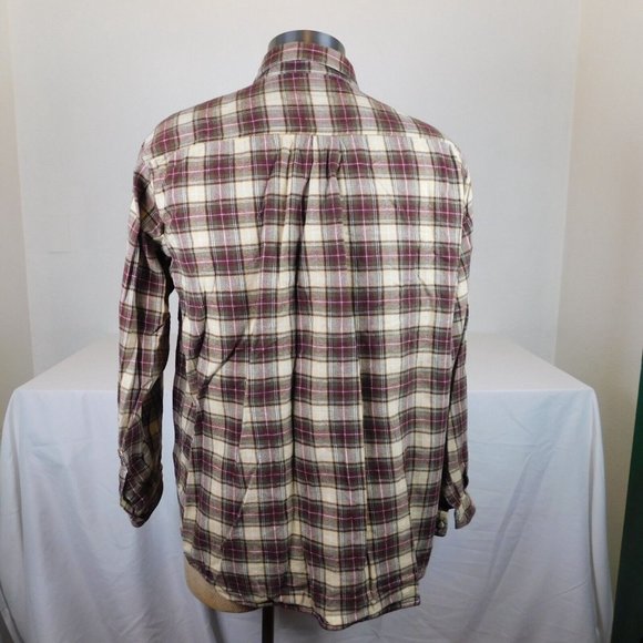 LL Bean Men Heavy Cotton Flannel Plaid Button Down Shirt Size XL Tall Multicolor - Picture 3 of 7